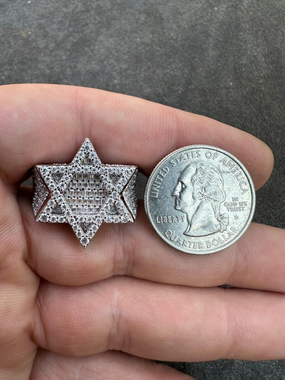 HarlemBling 4.3ct MOISSANITE Iced Real Baguette Star Of David Ring For Men Solid 925 Silver