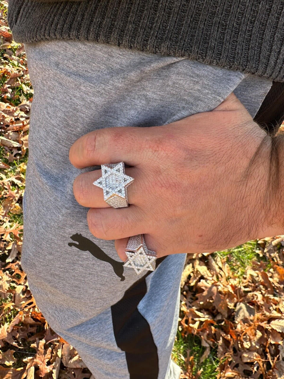 HarlemBling 4.3ct MOISSANITE Iced Real Baguette Star Of David Ring For Men Solid 925 Silver