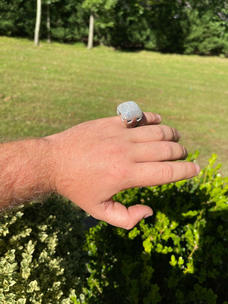 HarlemBling 4.5ct MOISSANITE Real Solid 925 Silver HUGE Hip Hop Ring Iced Pass Diamond Test