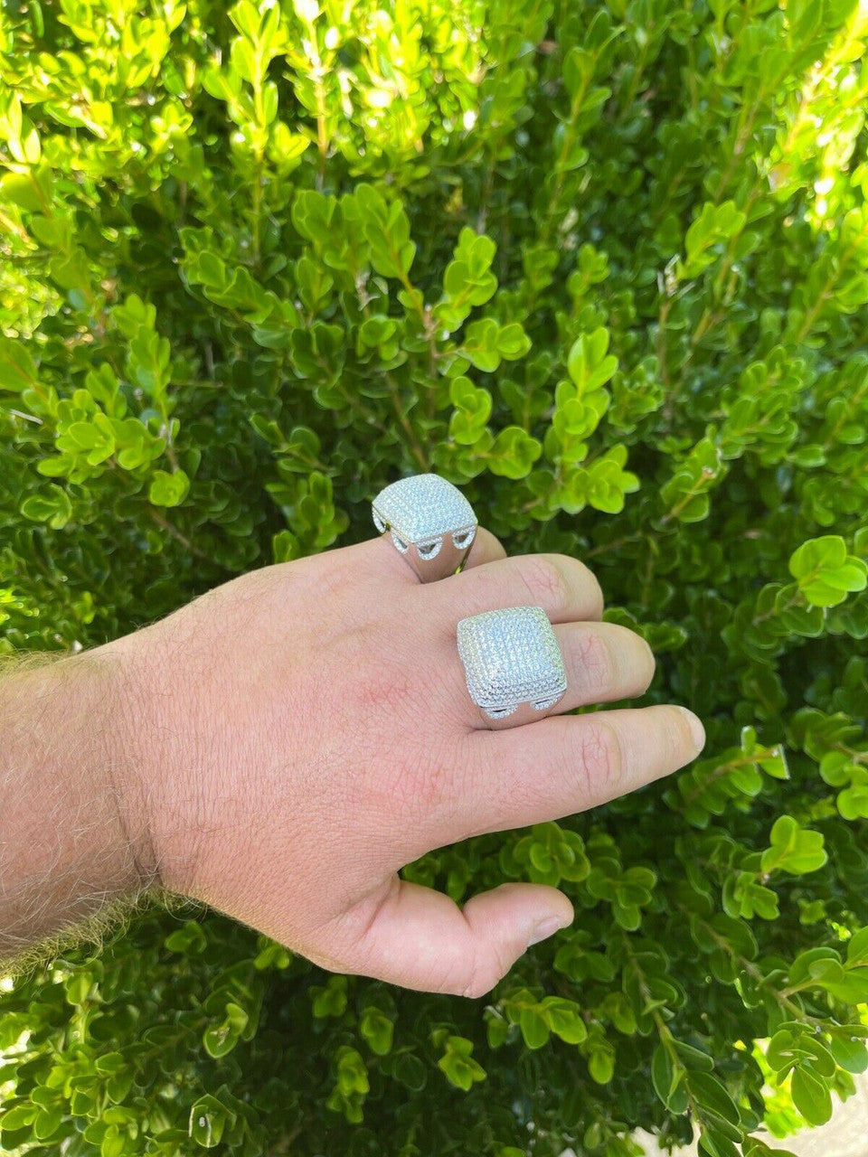 HarlemBling 4.5ct MOISSANITE Real Solid 925 Silver HUGE Hip Hop Ring Iced Pass Diamond Test