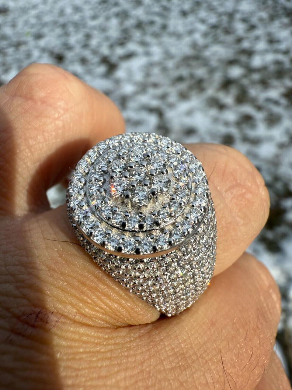 HarlemBling 4.68ct Real DIAMOND Round Cluster Iced Out Ring - 14k White Gold