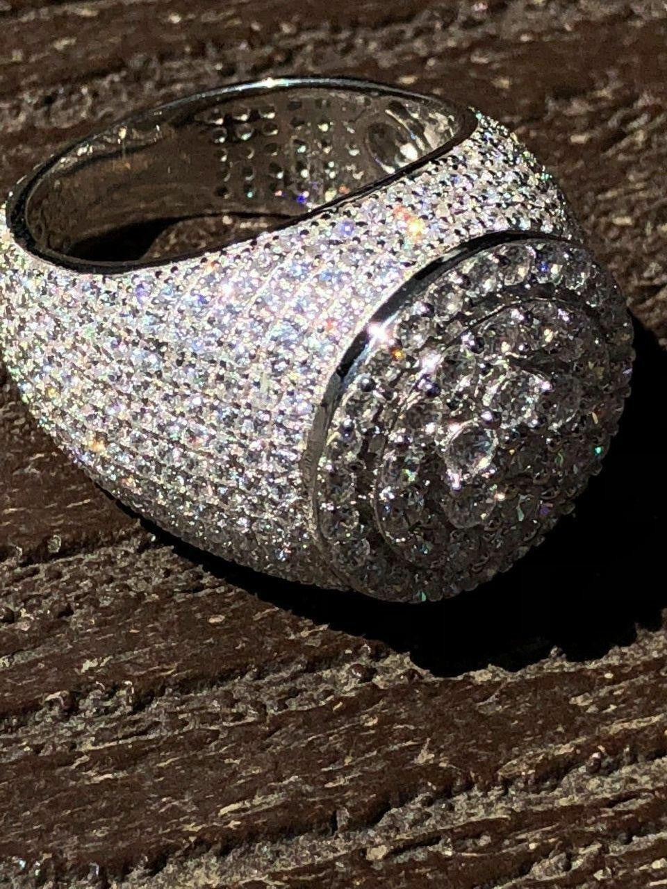 HarlemBling 4.68ct Real DIAMOND Round Cluster Iced Out Ring - 14k White Gold