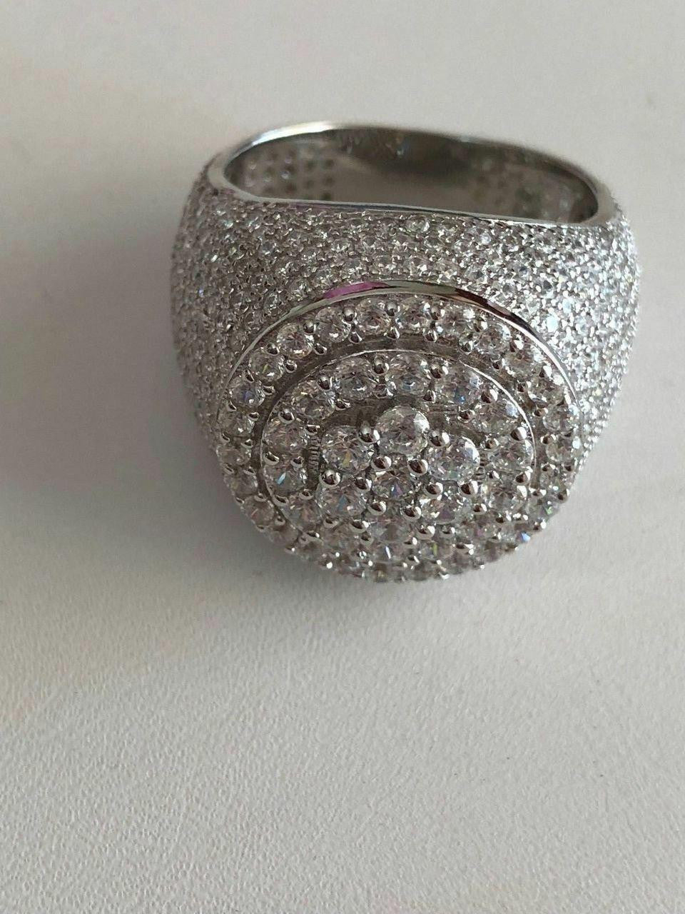 HarlemBling 4.68ct Real DIAMOND Round Cluster Iced Out Ring - 14k White Gold