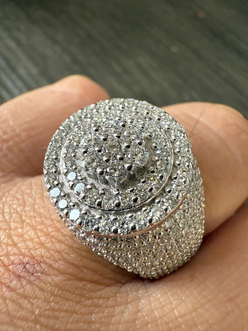 HarlemBling 4.68ct Real DIAMOND Round Cluster Iced Out Ring - 14k White Gold