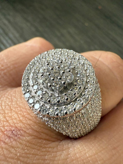 HarlemBling 4.68ct Real DIAMOND Round Cluster Iced Out Ring - 14k White Gold
