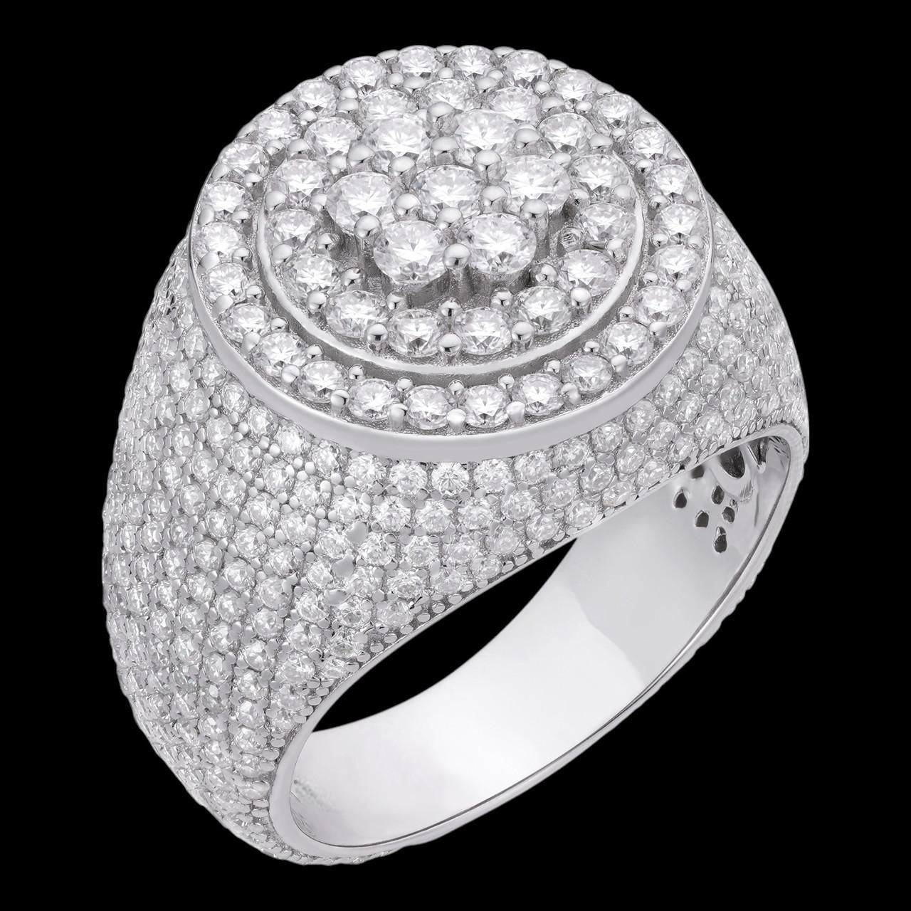 HarlemBling 4.68ct Real DIAMOND Round Cluster Iced Out Ring - 14k White Gold