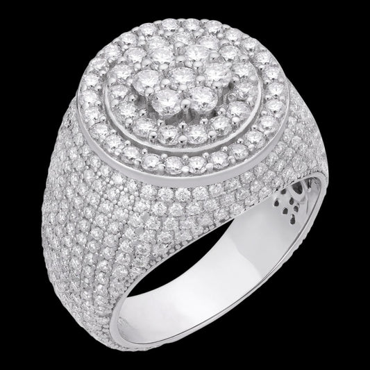 HarlemBling 4.68ct Real DIAMOND Round Cluster Iced Out Ring - 14k White Gold