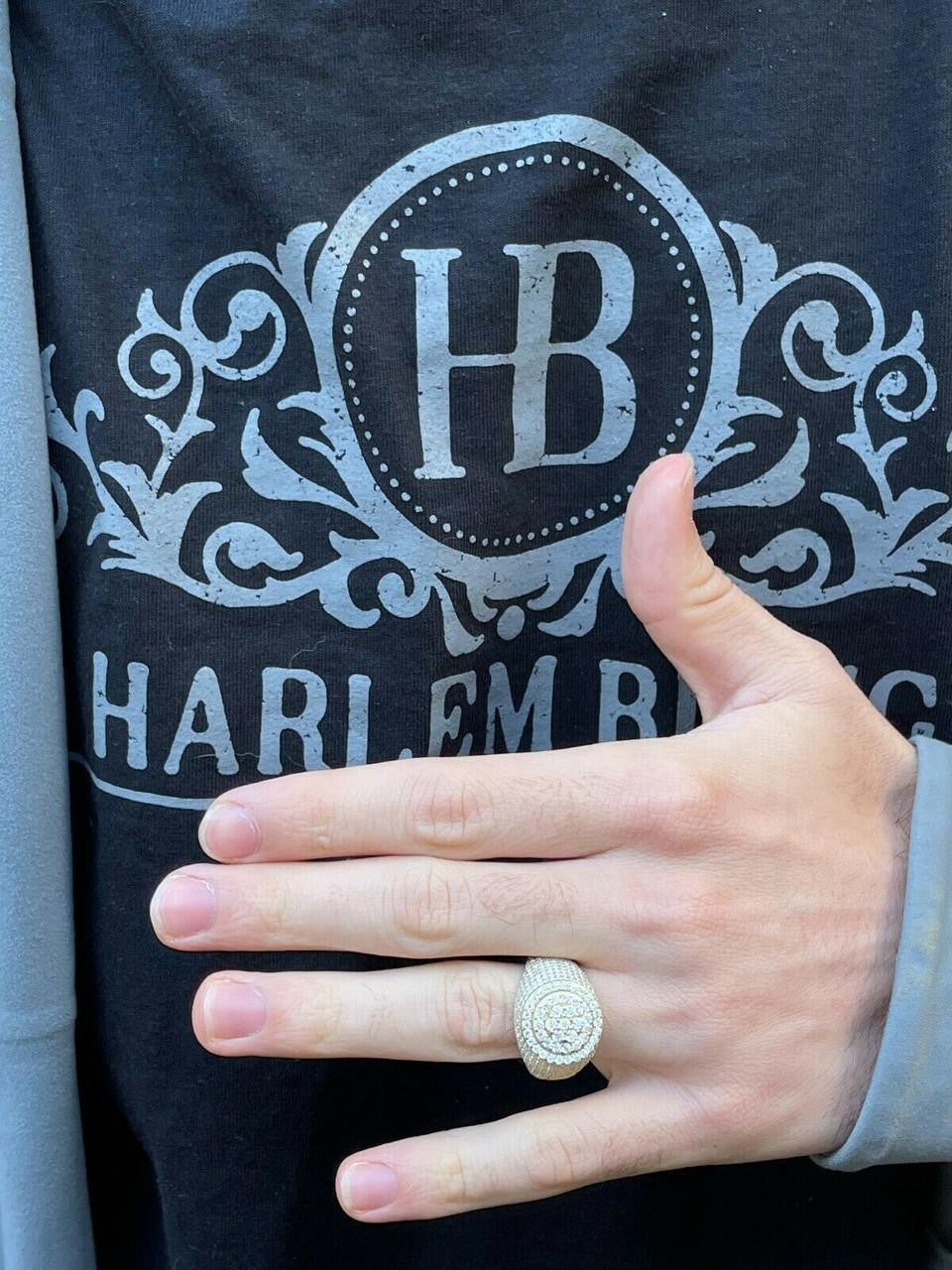 HarlemBling 4.68ct Real DIAMOND Round Cluster Iced Out Ring - 14k Yellow Gold