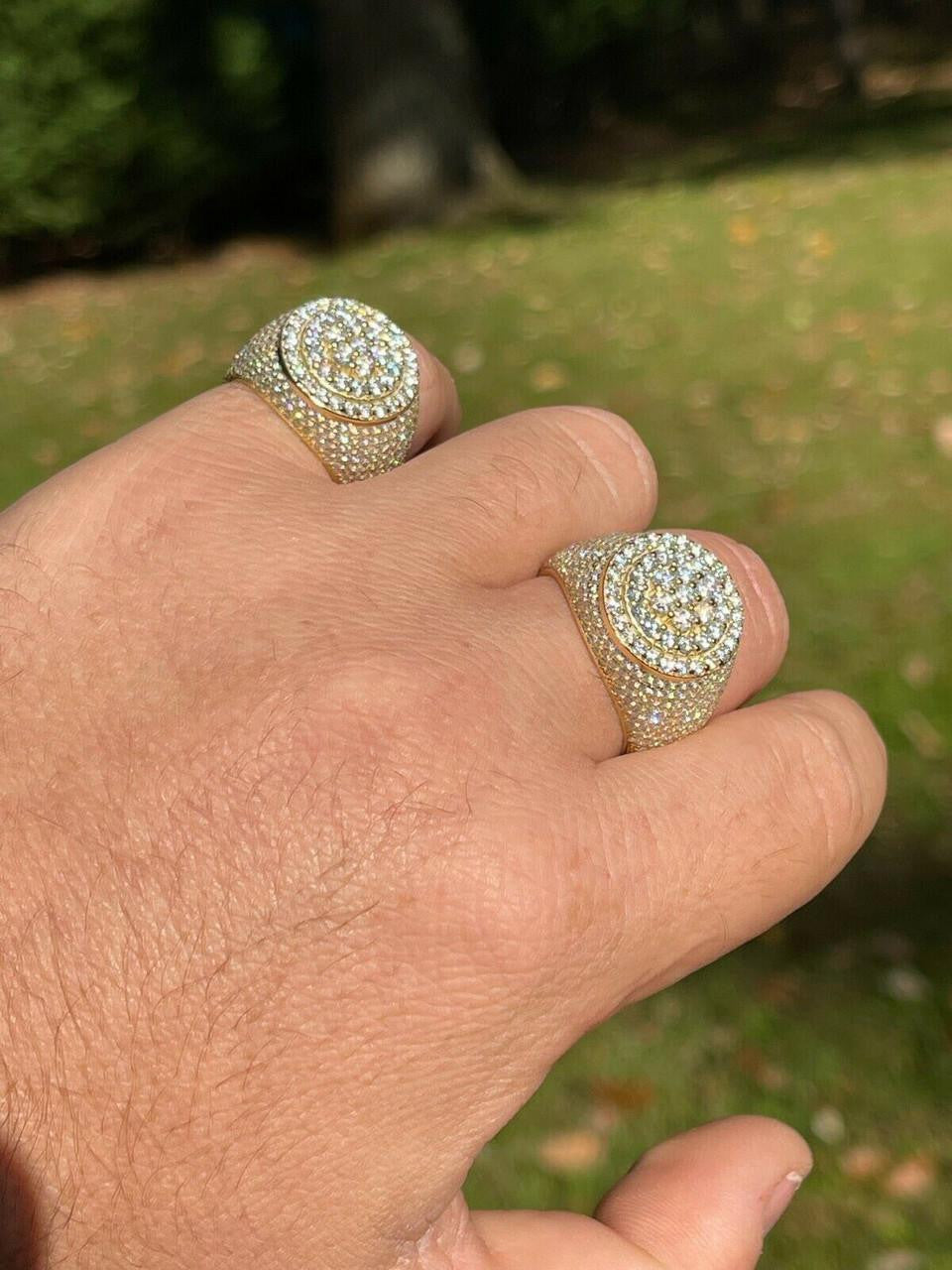 HarlemBling 4.68ct Real DIAMOND Round Cluster Iced Out Ring - 14k Yellow Gold