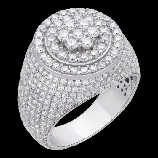 HarlemBling 4.68ct Real DIAMOND Round Cluster Iced Out Ring - 925 Silver