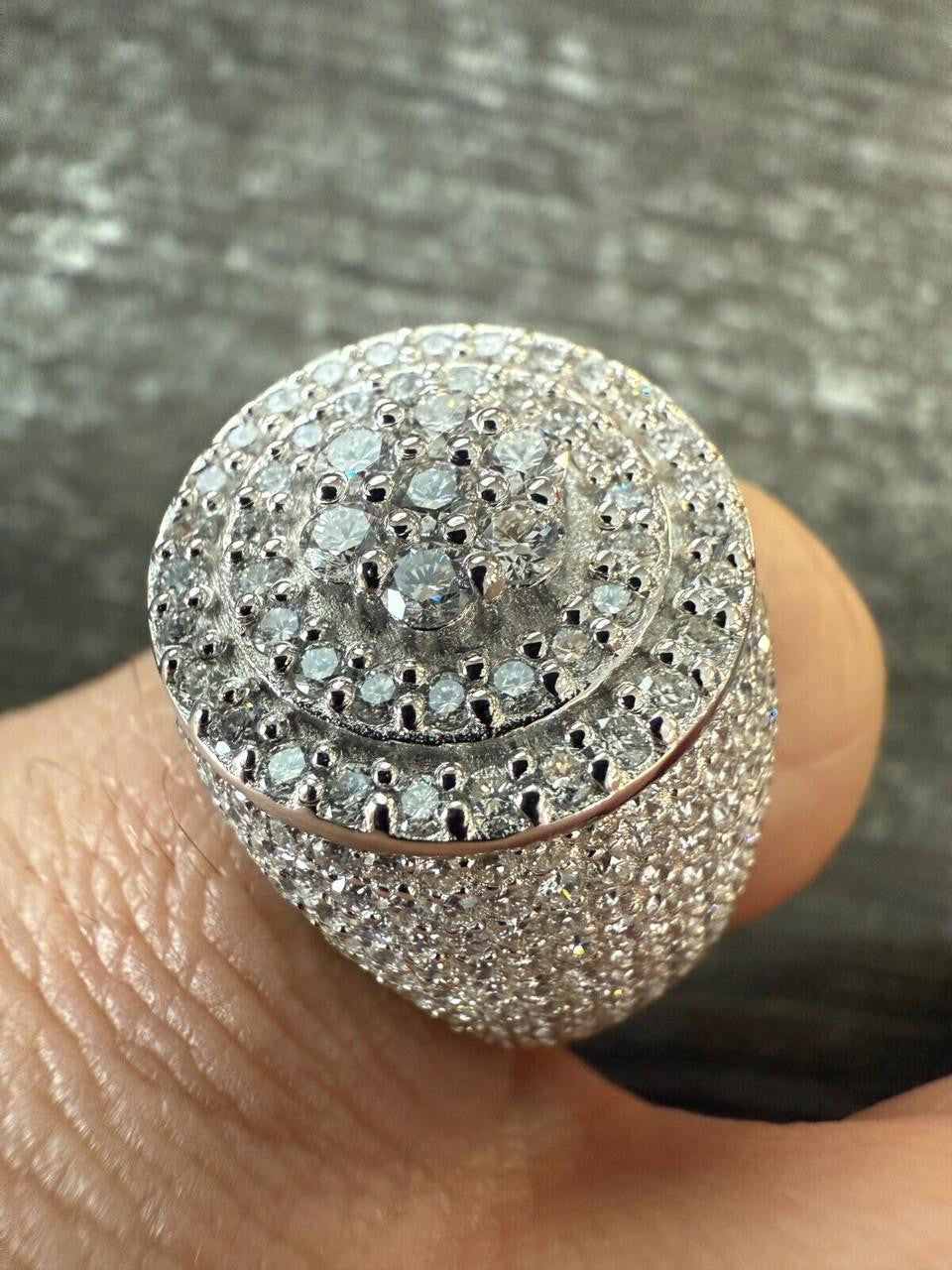 HarlemBling 4.68ct Real DIAMOND Round Cluster Iced Out Ring - 925 Silver