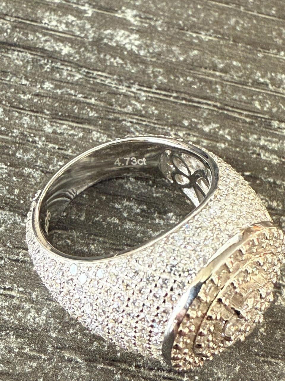 HarlemBling 4.68ct Real DIAMOND Round Cluster Iced Out Ring - 925 Silver