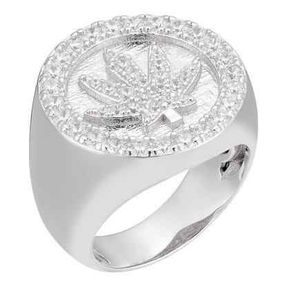 HarlemBling 420 Love Of The Plant Iced Out Ring - 925 Silver - CZ Stones