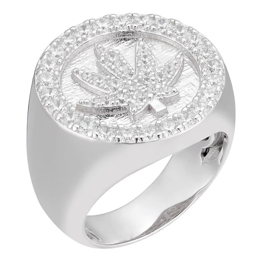 HarlemBling 420 Love Of The Plant Iced Out Ring - 925 Silver - CZ Stones