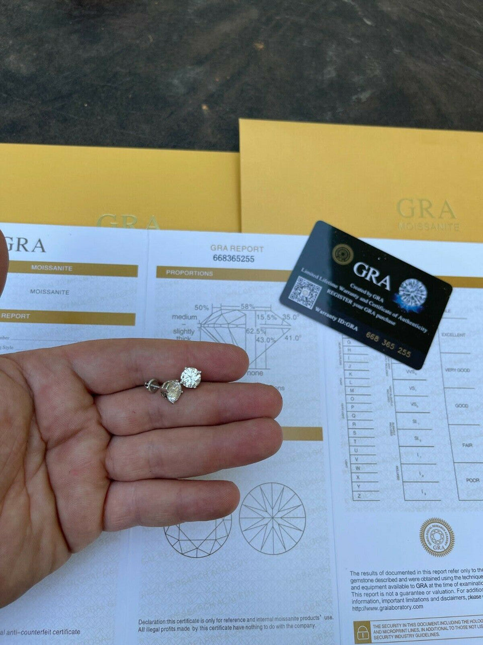 HarlemBling 4ct TW Moissanite Screw Back Solitaire Stud Earrings - GRA Certified D VVS1 8mm