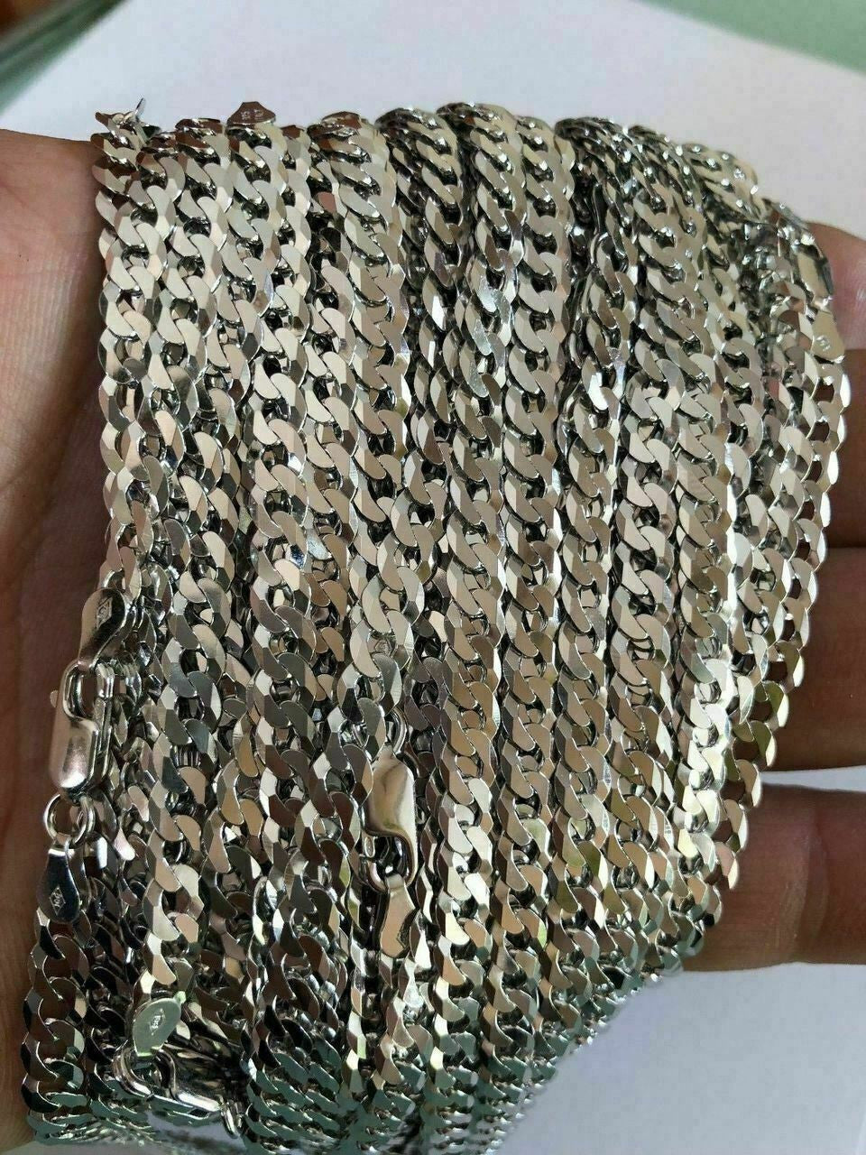 HarlemBling 5mm Flat Miami Cuban Link Chain Solid 925 Silver ITALY MADE Mens Ladies 18-30
