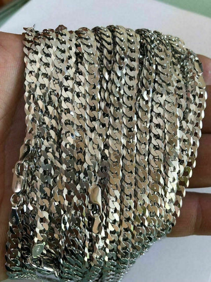 HarlemBling 5mm Flat Miami Cuban Link Chain Solid 925 Silver ITALY MADE Mens Ladies 18-30