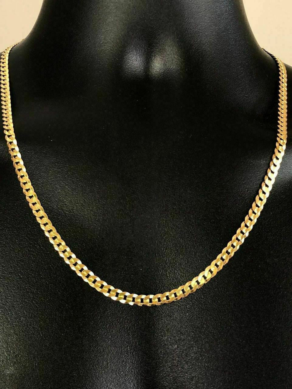 HarlemBling 5mm Miami Cuban Link Chain Real 14k Gold Over Solid 925 Silver ITALY MADE