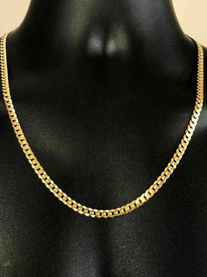 HarlemBling 5mm Miami Cuban Link Chain Real 14k Gold Over Solid 925 Silver ITALY MADE