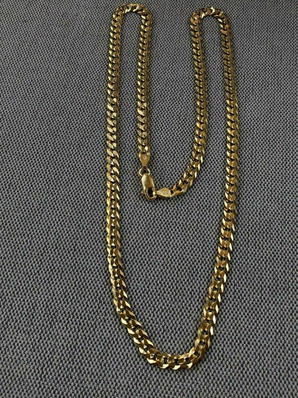 HarlemBling 5mm Miami Cuban Link Chain Real 14k Gold Over Solid 925 Silver ITALY MADE