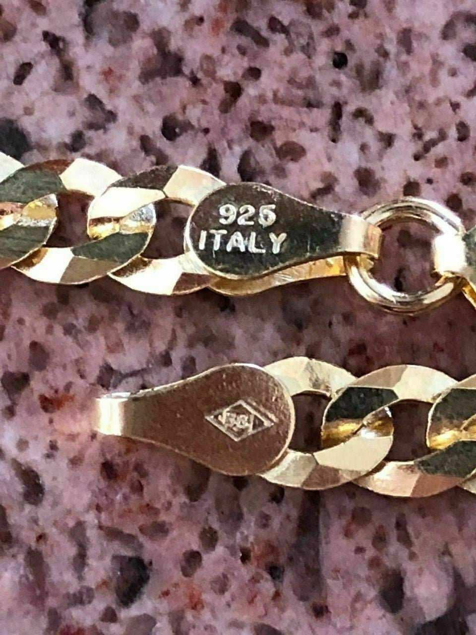 HarlemBling 5mm Miami Cuban Link Chain Real 14k Gold Over Solid 925 Silver ITALY MADE