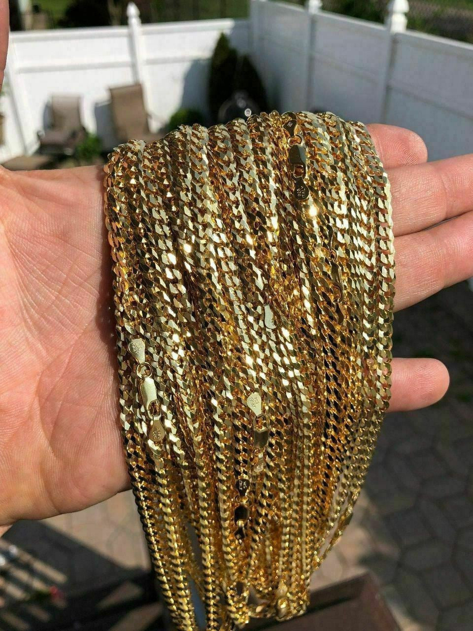 HarlemBling 5mm Miami Cuban Link Chain Real 14k Gold Over Solid 925 Silver ITALY MADE
