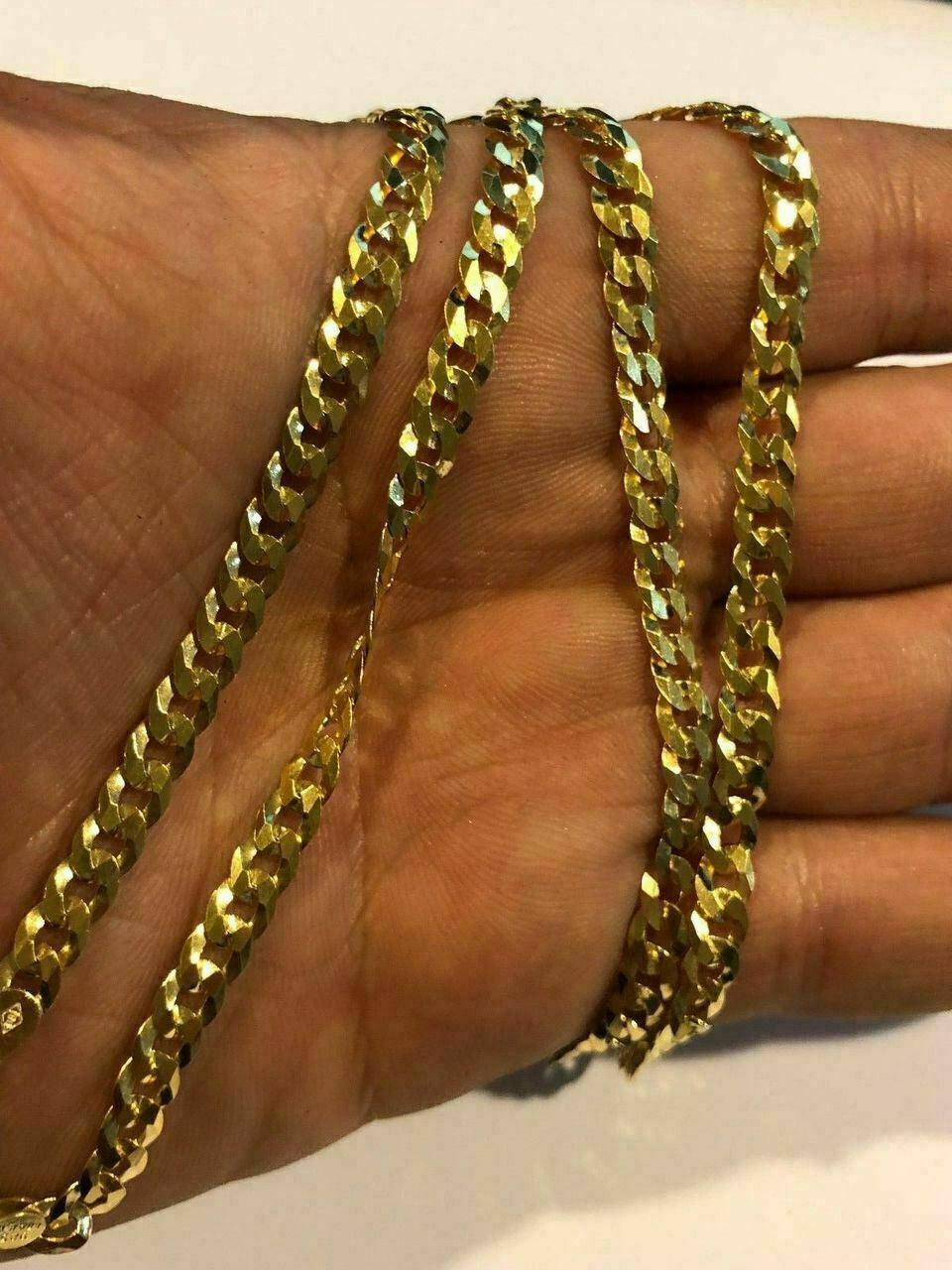 HarlemBling 5mm Miami Cuban Link Chain Real 14k Gold Over Solid 925 Silver ITALY MADE