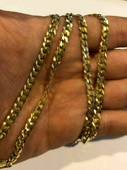 HarlemBling 5mm Miami Cuban Link Chain Real 14k Gold Over Solid 925 Silver ITALY MADE