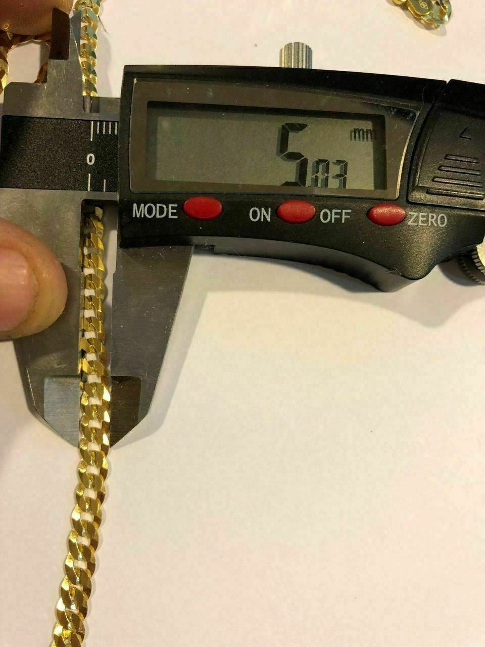 HarlemBling 5mm Miami Cuban Link Chain Real 14k Gold Over Solid 925 Silver ITALY MADE