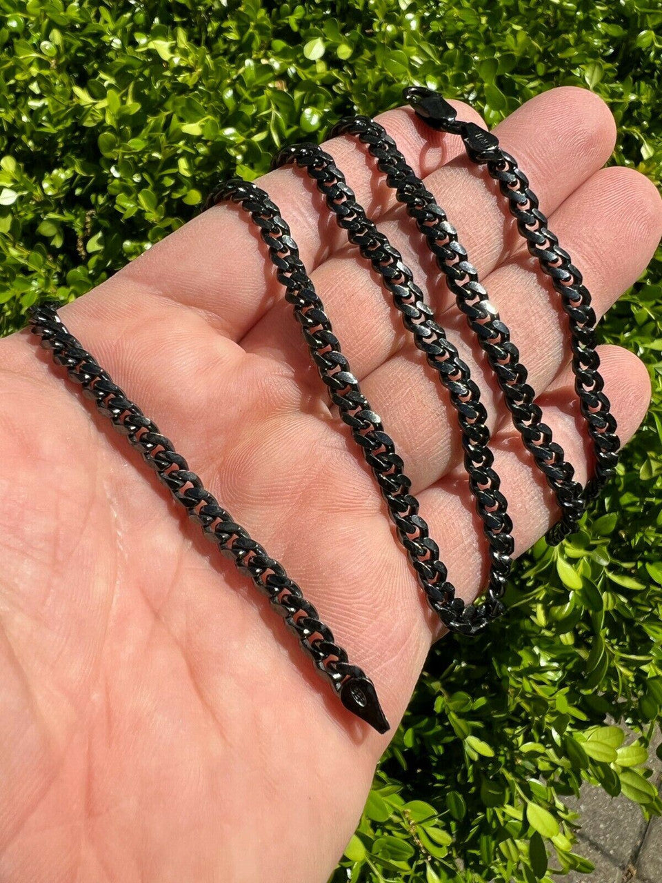 HarlemBling 5mm Miami Cuban Link Necklace Black Oxidized Rhodium Real 925 Sterling Silver