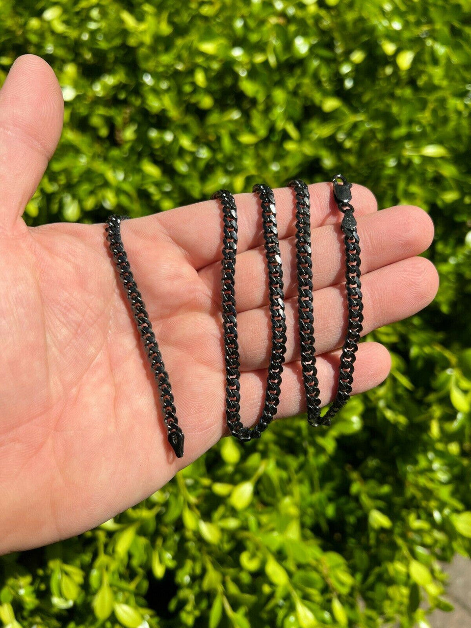 HarlemBling 5mm Miami Cuban Link Necklace Black Oxidized Rhodium Real 925 Sterling Silver