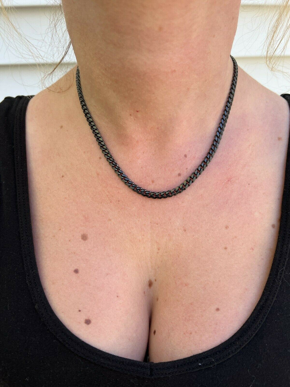 HarlemBling 5mm Miami Cuban Link Necklace Black Oxidized Rhodium Real 925 Sterling Silver