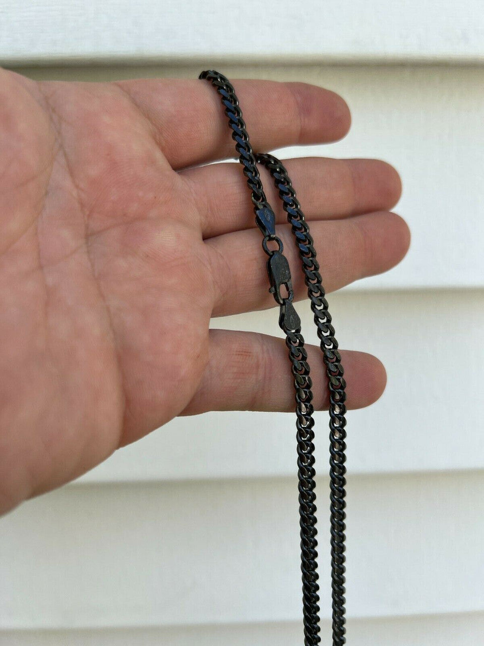 HarlemBling 5mm Miami Cuban Link Necklace Black Oxidized Rhodium Real 925 Sterling Silver