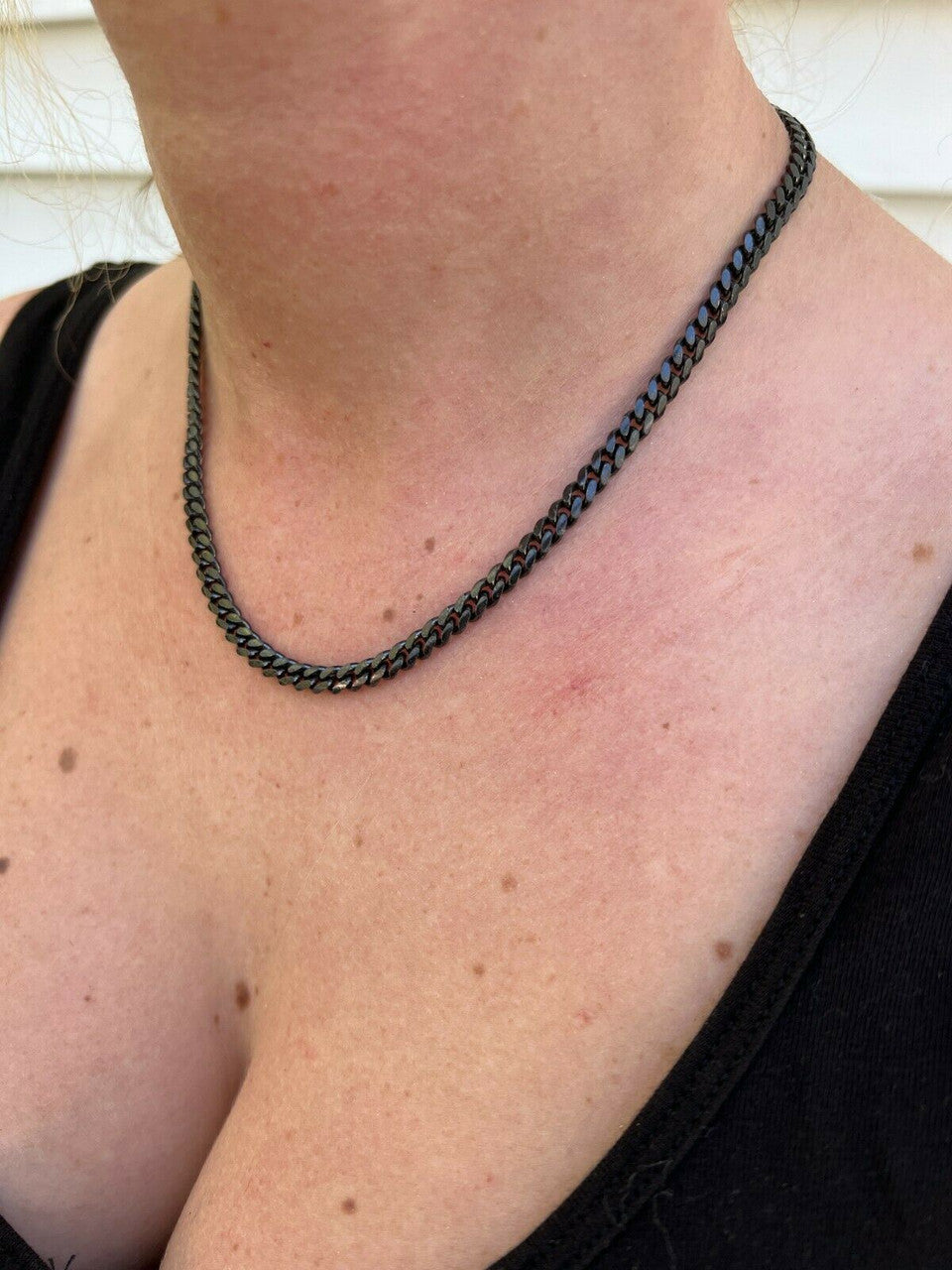 HarlemBling 5mm Miami Cuban Link Necklace Black Oxidized Rhodium Real 925 Sterling Silver