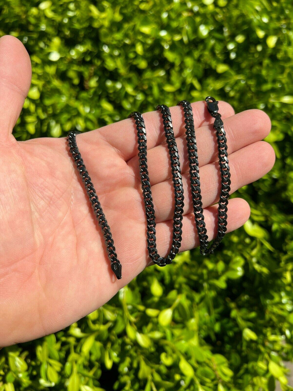 HarlemBling 5mm Miami Cuban Link Necklace Black Oxidized Rhodium Real 925 Sterling Silver