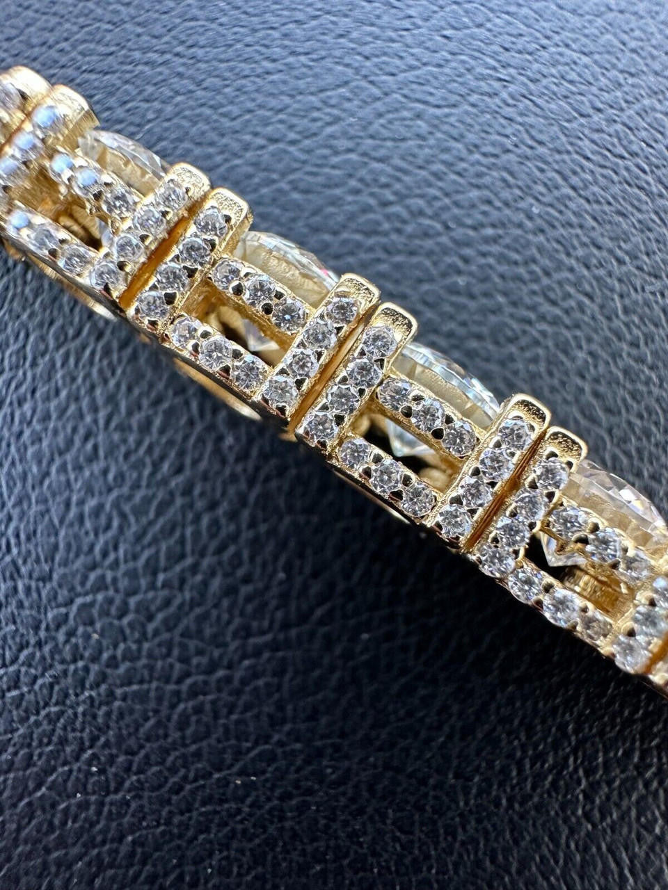 HarlemBling 5mm MOISSANITE Tennis Chain Necklace 14k Gold Over 925 - Stones On All Sides
