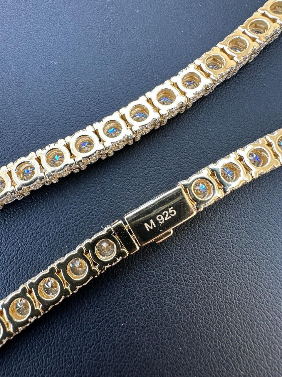 HarlemBling 5mm MOISSANITE Tennis Chain Necklace 14k Gold Over 925 - Stones On All Sides