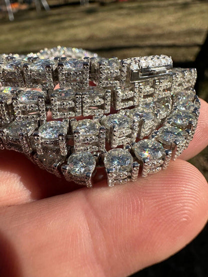 HarlemBling 5mm MOISSANITE Tennis Chain Necklace Reinvented 925 Silver Stones On All Sides