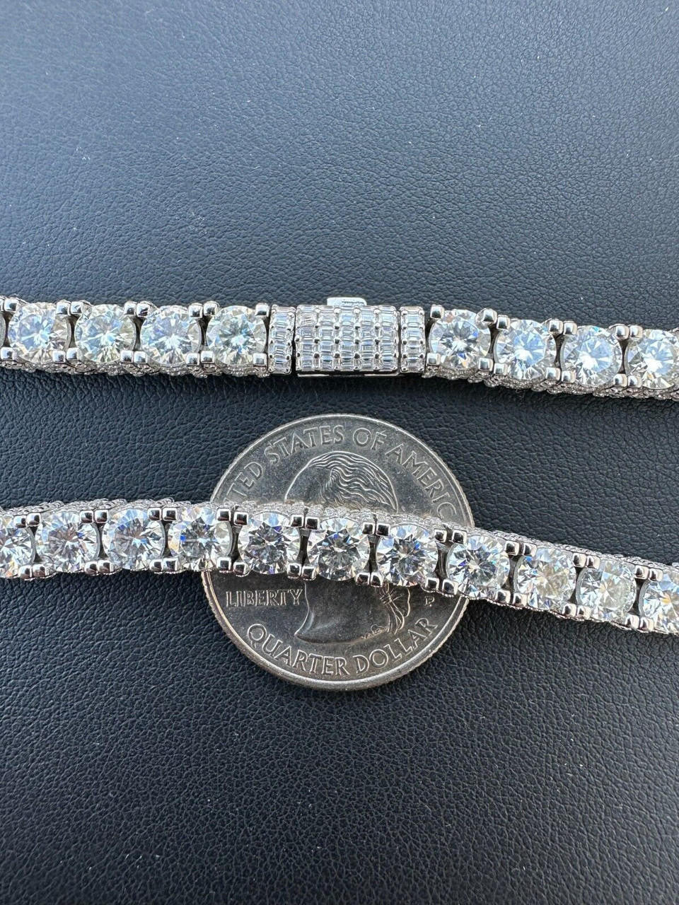 HarlemBling 5mm MOISSANITE Tennis Chain Necklace Reinvented 925 Silver Stones On All Sides