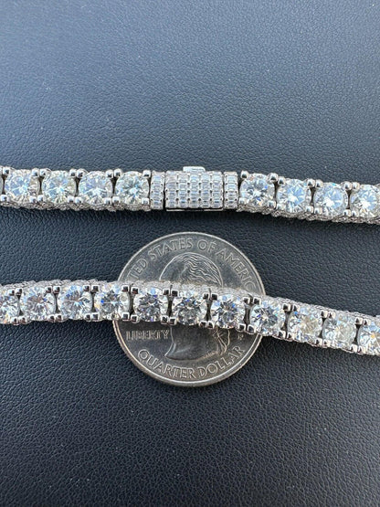 HarlemBling 5mm MOISSANITE Tennis Chain Necklace Reinvented 925 Silver Stones On All Sides