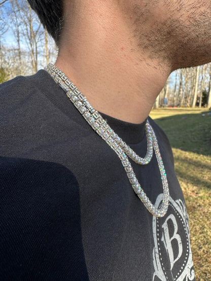 HarlemBling 5mm MOISSANITE Tennis Chain Necklace Reinvented 925 Silver Stones On All Sides