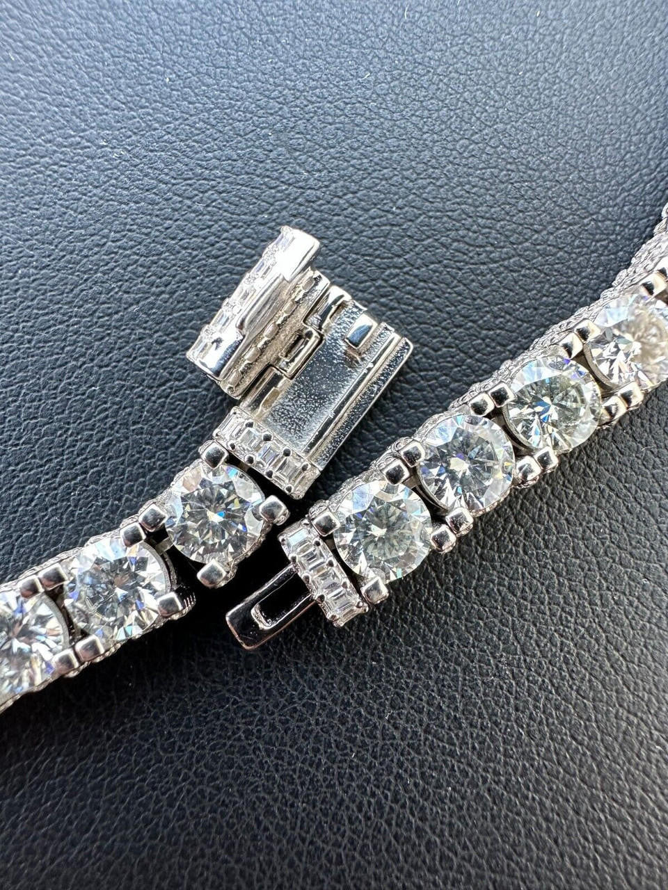 HarlemBling 5mm MOISSANITE Tennis Chain Necklace Reinvented 925 Silver Stones On All Sides