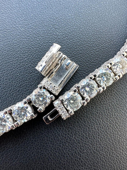 HarlemBling 5mm MOISSANITE Tennis Chain Necklace Reinvented 925 Silver Stones On All Sides
