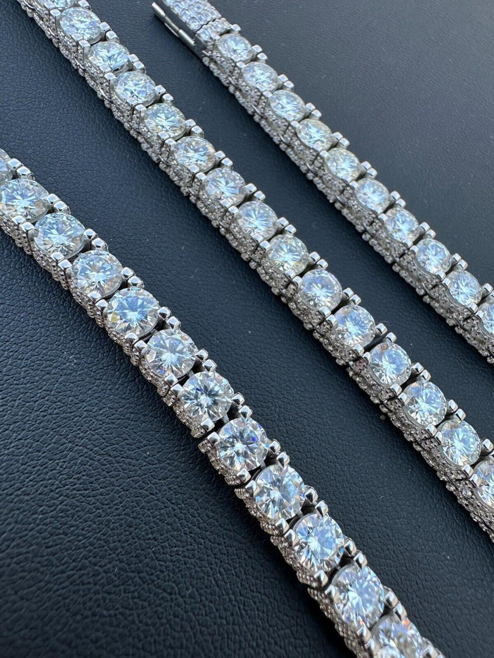 HarlemBling 5mm MOISSANITE Tennis Chain Necklace Reinvented 925 Silver Stones On All Sides