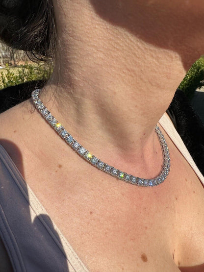 HarlemBling 5mm MOISSANITE Tennis Chain Necklace Reinvented 925 Silver Stones On All Sides
