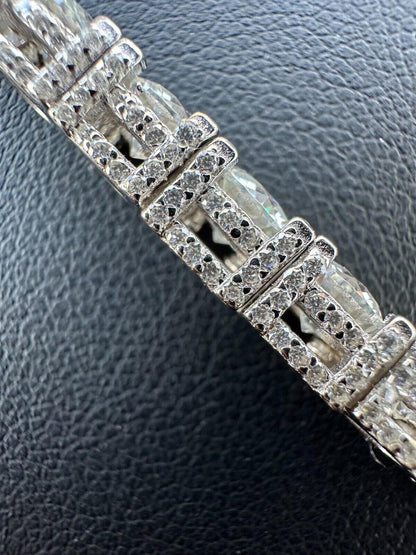 HarlemBling 5mm MOISSANITE Tennis Chain Necklace Reinvented 925 Silver Stones On All Sides