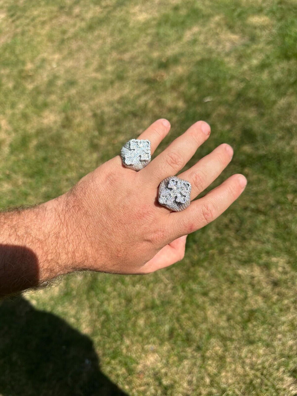 HarlemBling 6.5ct MOISSANITE Iced Real Baguette Cross Shaped Ring For Men Solid 925 Silver