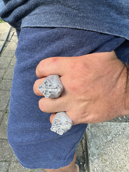 HarlemBling 6.5ct MOISSANITE Iced Real Baguette Cross Shaped Ring For Men Solid 925 Silver