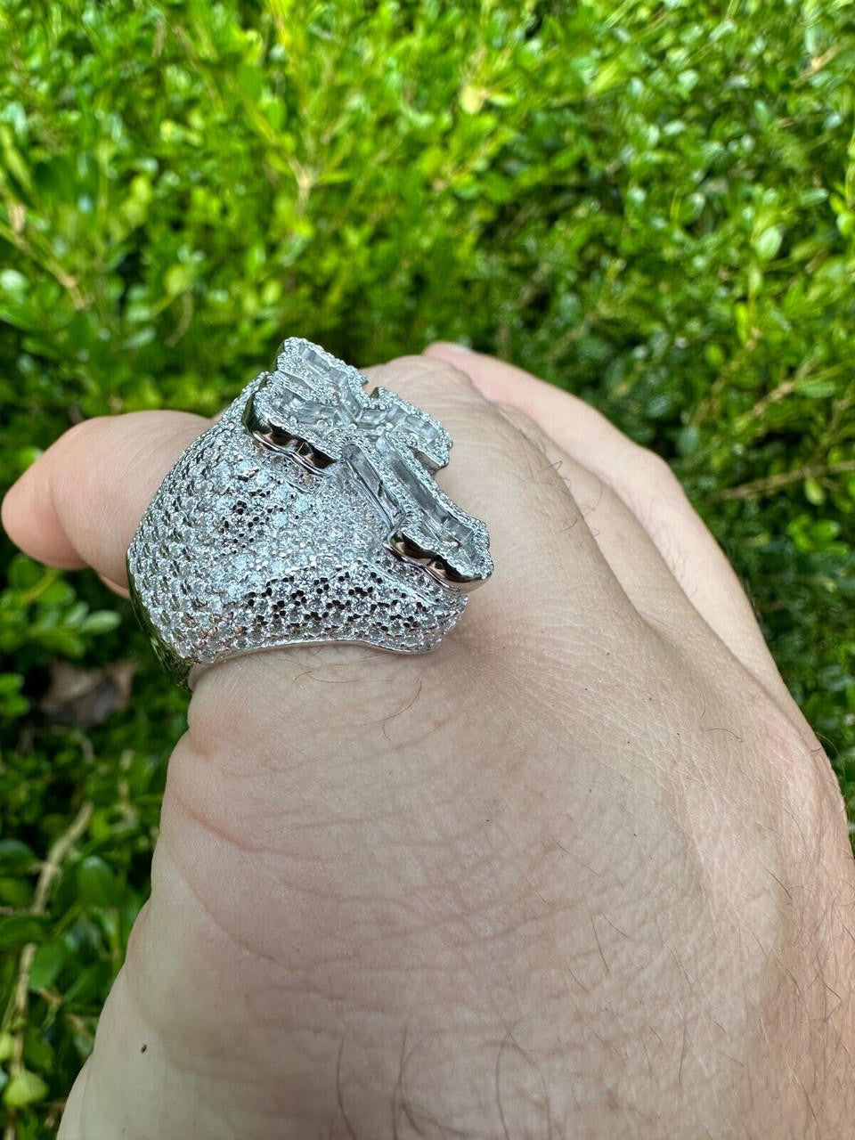 MOISSANITE Gothic Tupac Cross Ring - Ring with Cross for Men