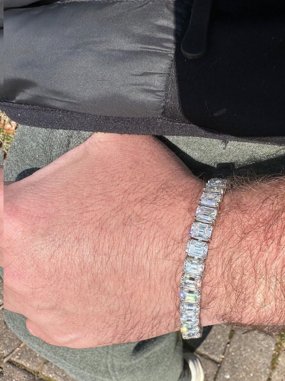 HarlemBling 60ct Emerald Cut MOISSANITE 8mm Tennis Bracelet 925 Silver Pass Diamond Tester